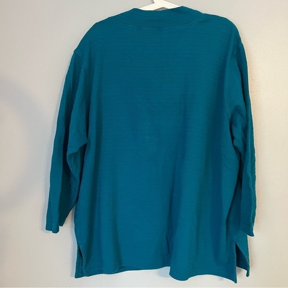 Bechamel Plus Size 2X Long Sleeve Pull Over Cotton Sweater High Neck Blue Zipper - Picture 8 of 8